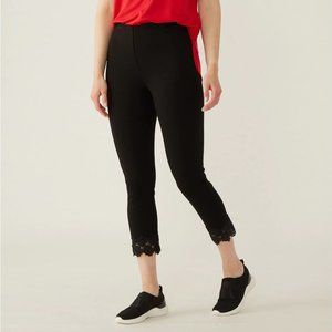 New w/Tags Bellina Pull On Crop Ponte Pant with Lace Hem - Size X-Large